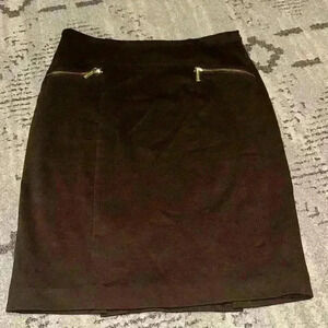 Michael Kors Skirt Dark Brown Gold Zipper size 8